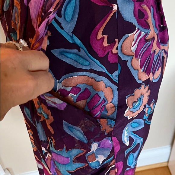 Nanette Lepore Plum Floral Silk Dress Size 0 - Picture 12 of 12